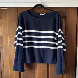 Faherty Sport Jersey Long-Sleeve Tee - Cape May navy white Stripe medium